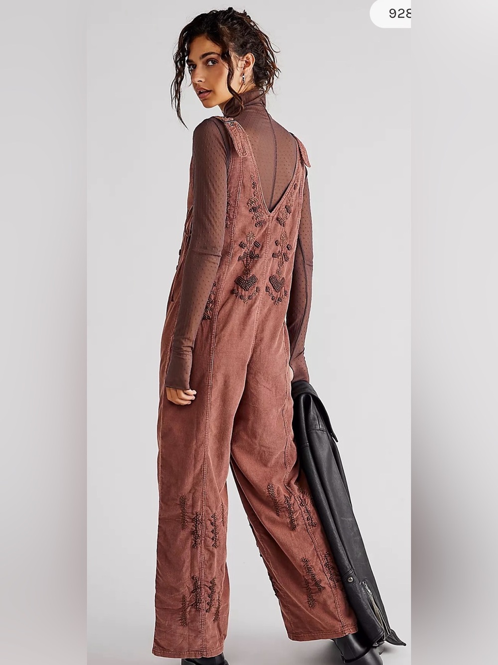 Free People Embroidered Where I’m Going Rust Jumpsuit